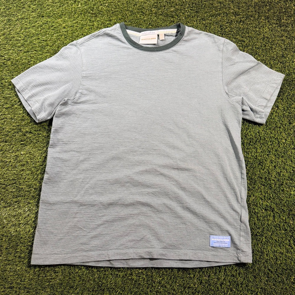Scotch & Soda Amsterdam Mens Textured Short Sleeve Tee Sage Green Size M